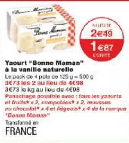Yaourt "Bonne Maman" à la vanille naturelle