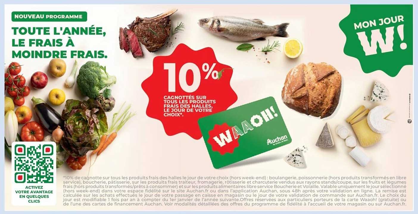10% cagnottés sur tous les produits frais des halles, le jour de votre choix !