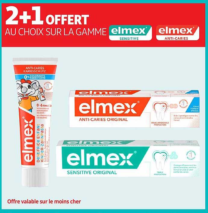 2+1 OFFERT AU CHOIX SUR LA GAMME elmex