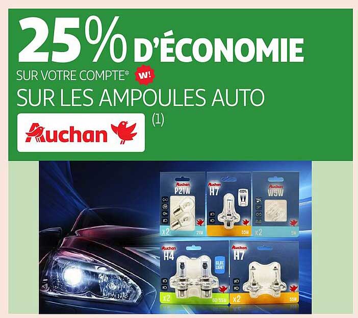 25% D'ÉCONOMIE SUR LES AMPOULES AUTO