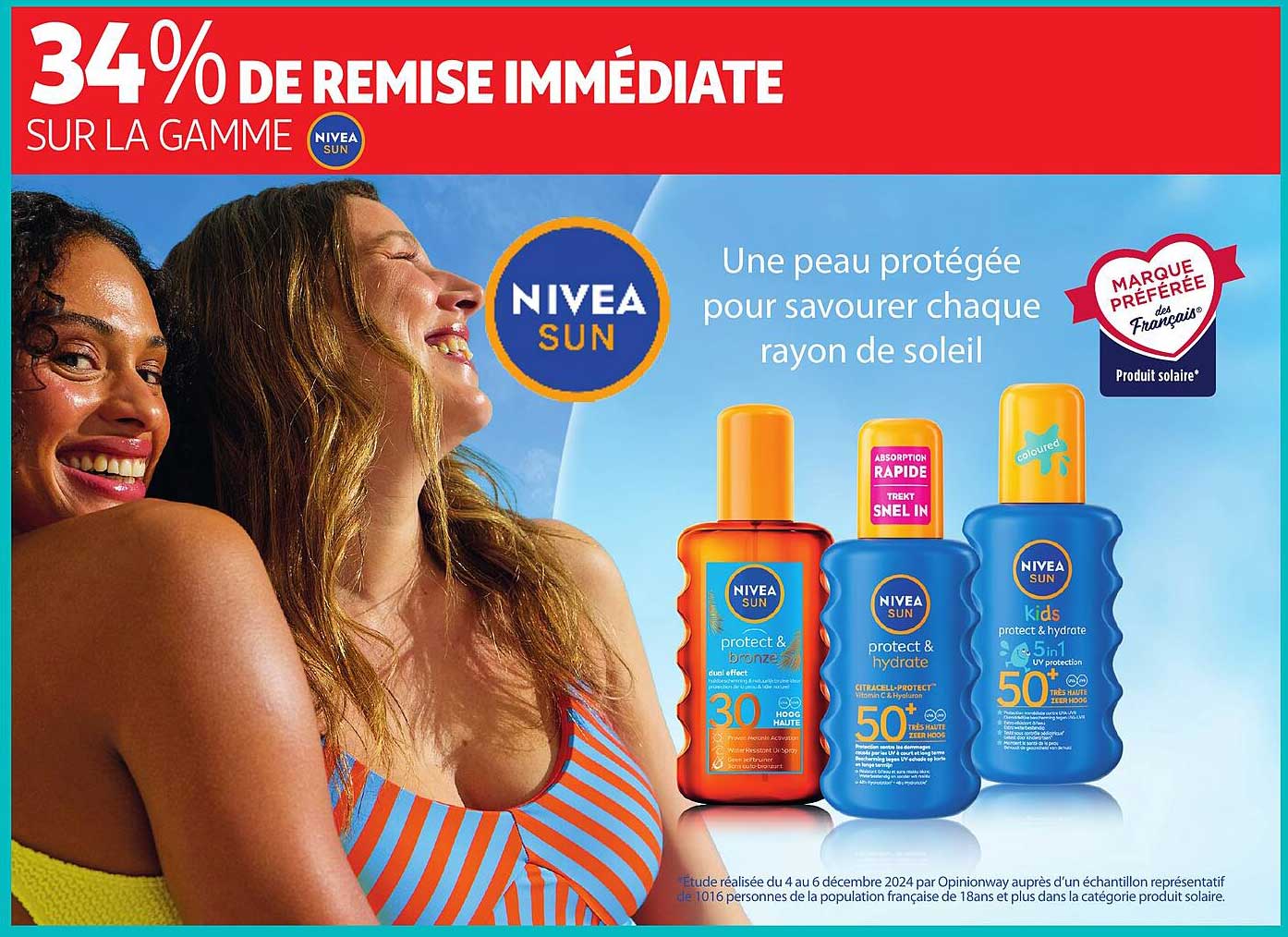 34% DE REMISE IMMÉDIATE SUR LA GAMME NIVEA SUN