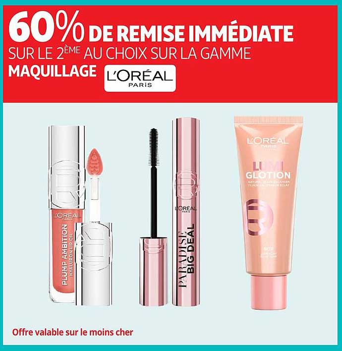60% DE REMISE IMMÉDIATE SUR LE 2ÈME AU CHOIX SUR LA GAMME MAQUILLAGE