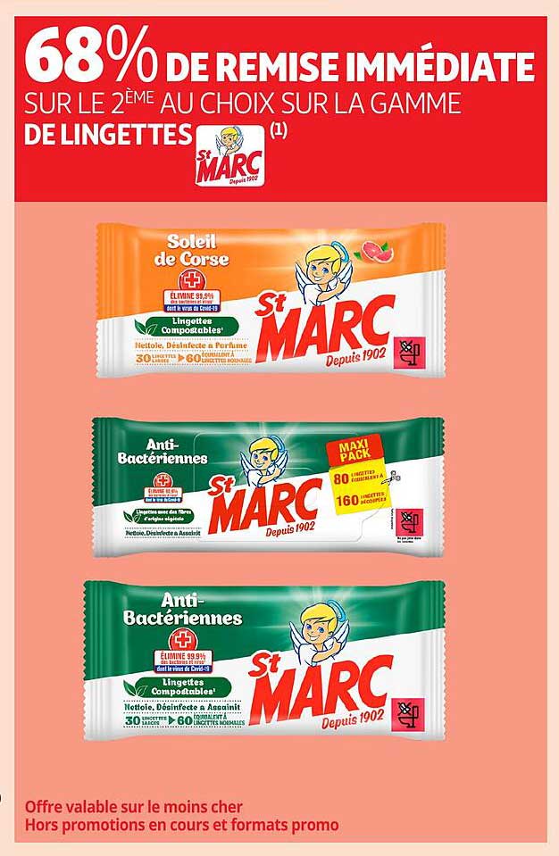 68% DE REMISE IMMDIATTE SUR LE 2ÈME AU CHOIX SUR LA GAMME DE LINGETTES