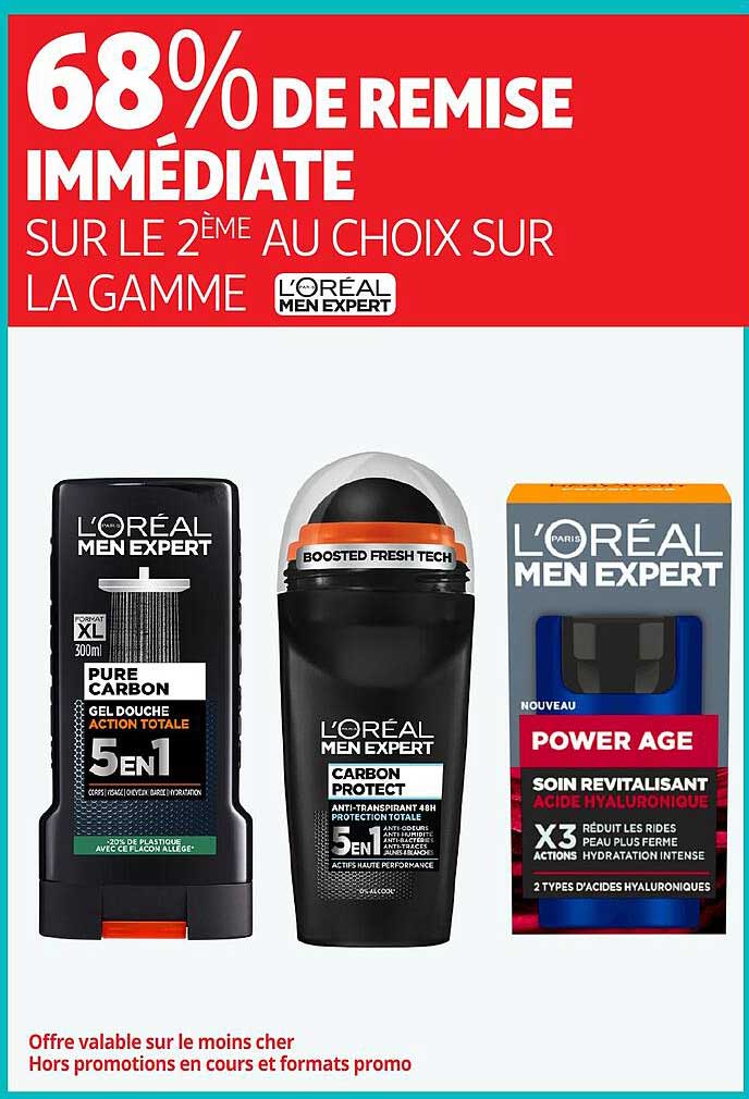 68% DE REMISE IMMÉDIATE SUR LE 2ÈME AU CHOIX SUR LA GAMME L'ORÉAL MEN EXPERT