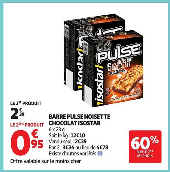BARRE PULSE NOISETTE CHOCOLAT ISOSTAR