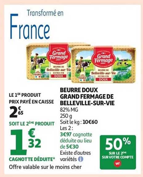 BEURRE DOUX GRAND FERMAGE DE BELLEVILLE-SUR-VIE