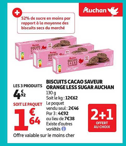 BISCUITS CACAO SAVEUR ORANGE LESS SUGAR AUCHAN