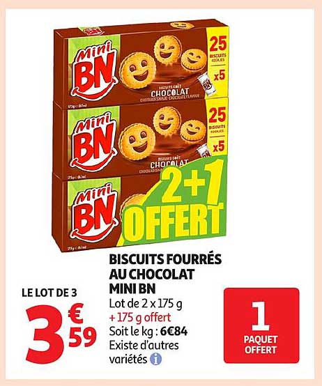 BISCUITS FOURRÉS AU CHOCOLAT MINI BN