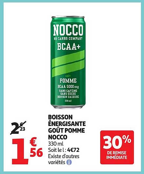 BOISSON ÉNERGISANTE GOÛT POMME NOCCO