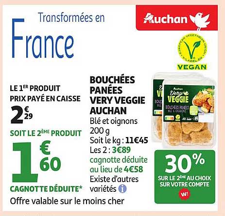 Bouchées Panées Very Veggie Auchan