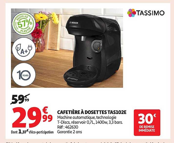 CAFETIÈRE À DOSSETTES TAS102E
