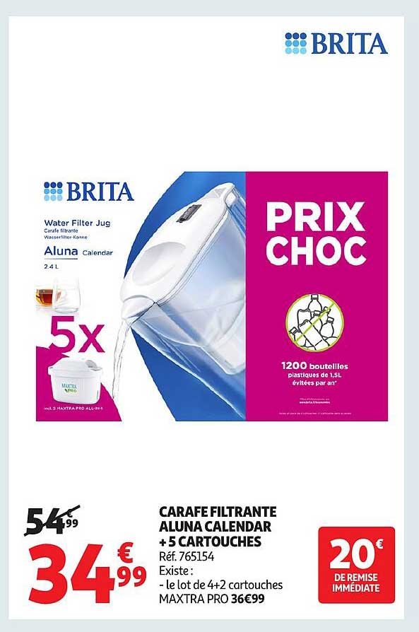 CARAFE FILTRANTE ALUNA CALENDAR + 5 CARTOUCHES