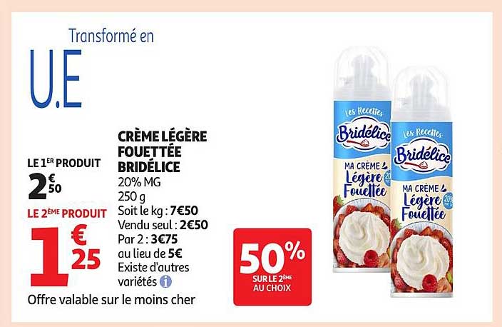 CRÈME LÉGÈRE FOUETTÉE BRIDÉLICE