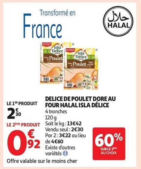 DELICES DE POULET DORE AU FOUR HALAL ISLA DELICE