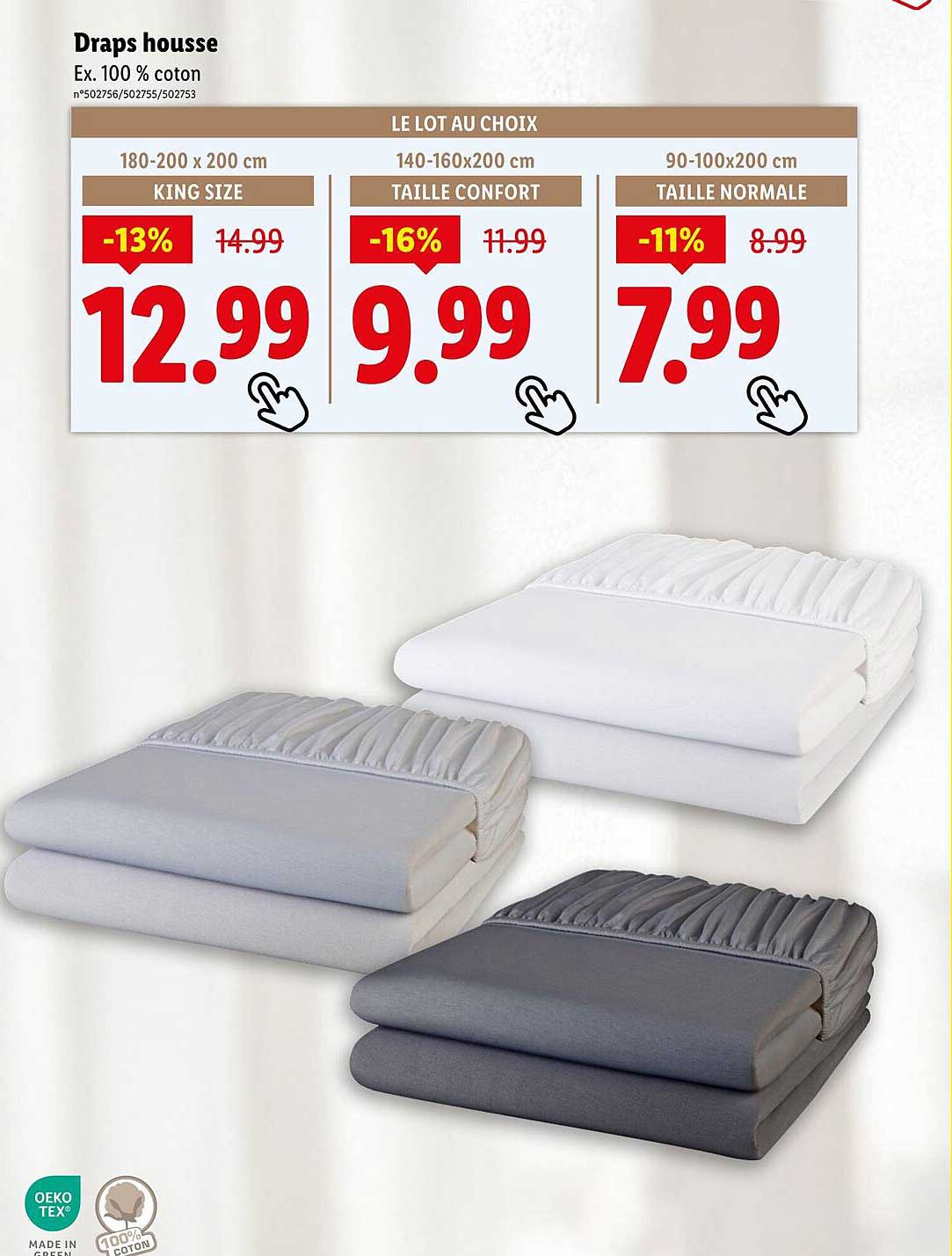 Draps housse Ex. 100 % coton