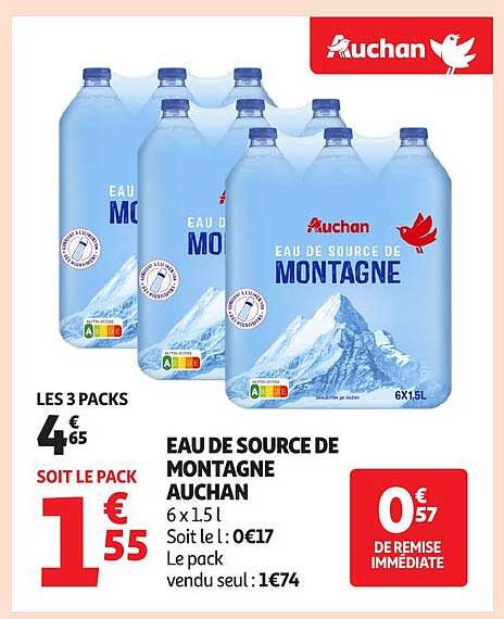 EAU DE SOURCE DE MONTAGNE AUCHAN