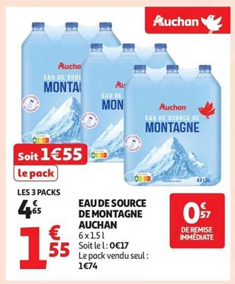EAU DE SOURCE DE MONTAGNE AUCHAN