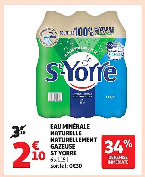 EAU MINÉRALE NATURELLE NATURELLEMENT GAZEUSE ST YORRE