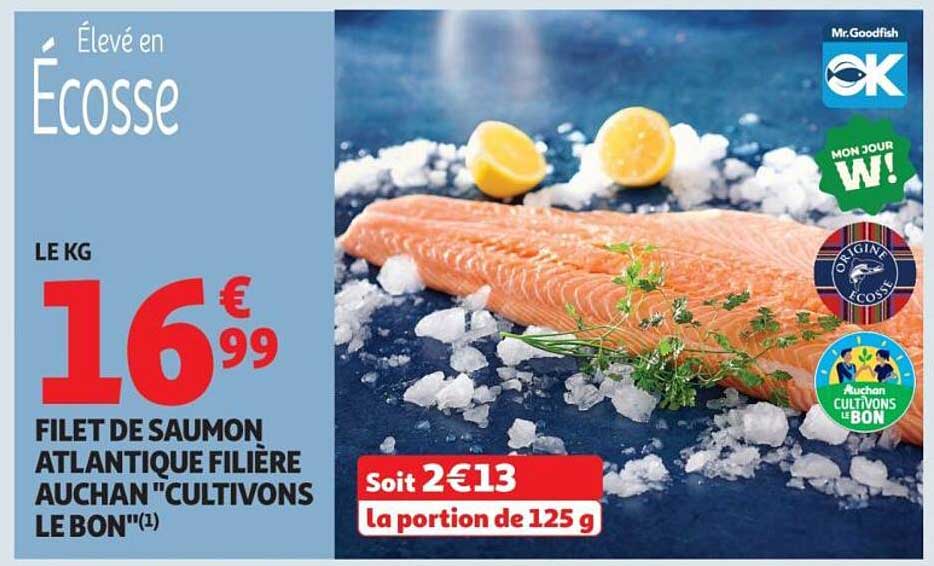 FILET DE SAUMON ATLANTIQUE FILIÈRE AUCHAN "CULTIVONS LE BON"