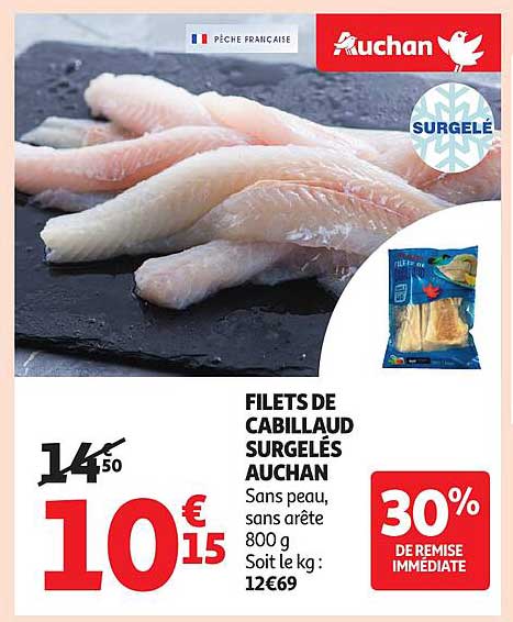 FILETS DE CABILLAUD SURGELÉS AUCHAN