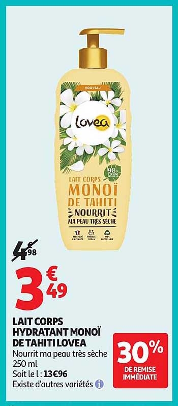 LAIT CORPS HYDRATANT MONOI DE TAHITI LOVEA
