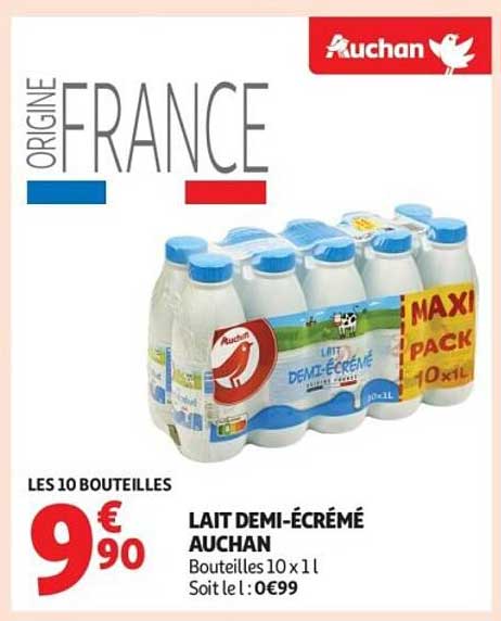 LAIT DEMI-ÉCRÉMÉ AUCHAN