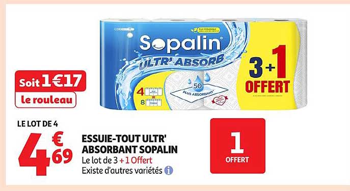 LE LOT DE 4 ESSUIE-TOUT ULTR' ABSORBANT SOPALIN