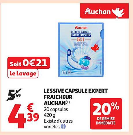 LESSIVE CAPSULE EXPERT FRAÎCHEUR AUCHAN