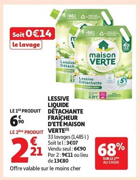 LESSIVE LIQUIDE DÉTACHANTE FRAÎCHEUR D'ÉTÉ MAISON VERTE