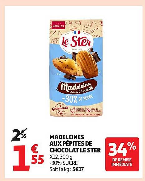 MADELEINES AUX PÉPITES DE CHOCOLAT LE STER