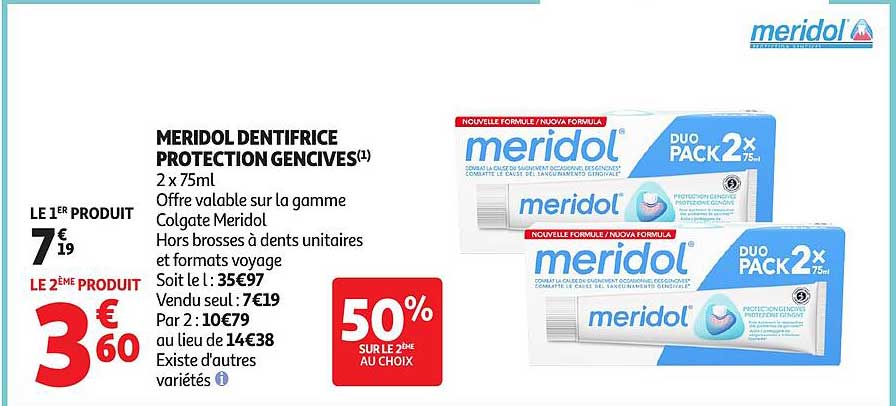 MERIDOL DENTIFRICE PROTECTION GENCIVES 2 x 75ml