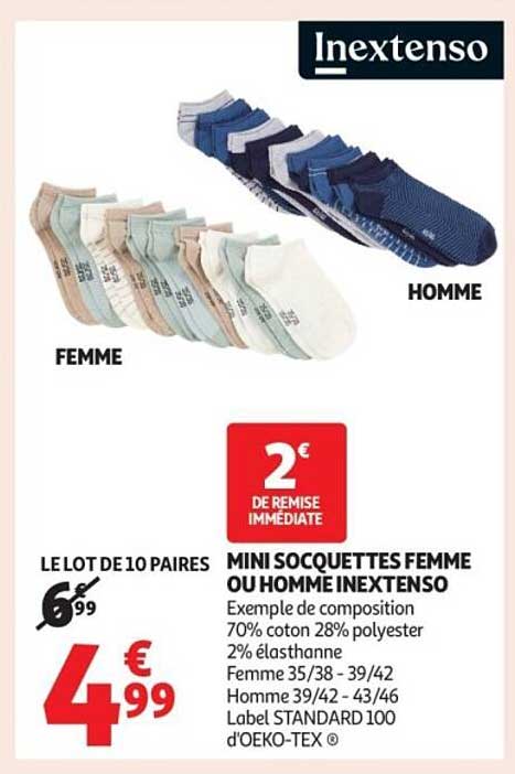 MINI SOCQUETTES FEMME OU HOMME INEXTENSO