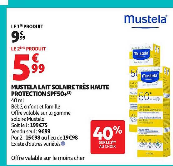MUSTELA LAIT SOLAIRE TRÈS HAUTE PROTECTION SPF50+