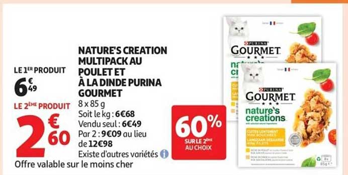 NATURE'S CREATION MULTIPACK AU POULET ET À LA DINDE PURINA GOURMET