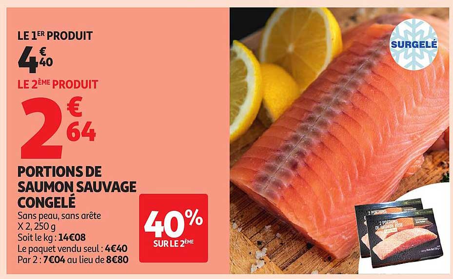 PORTIONS DE SAUMON SAUVAGE CONGELÉ