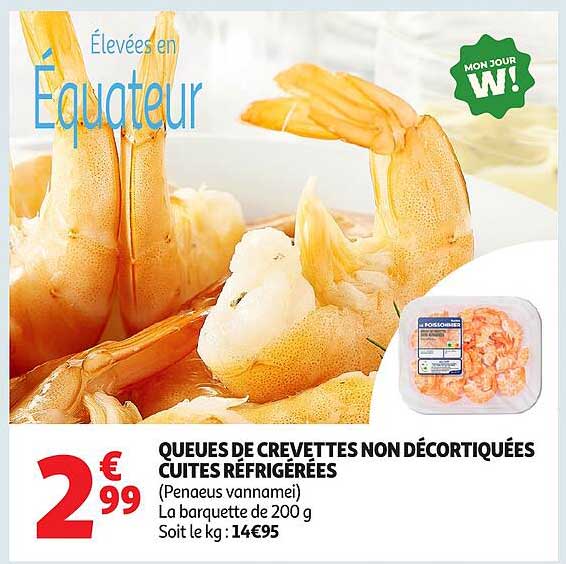 QUEUES DE CREVETTES NON DÉCORTIQUÉES CUITES RÉFRIGÉRÉES