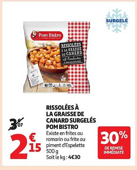 Rissolées à la graisse de canard surgelés Pom Bistro