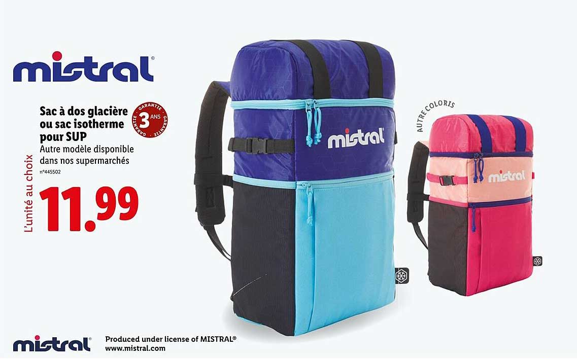 Sac à dos glacière ou sac isotherme pour SUP