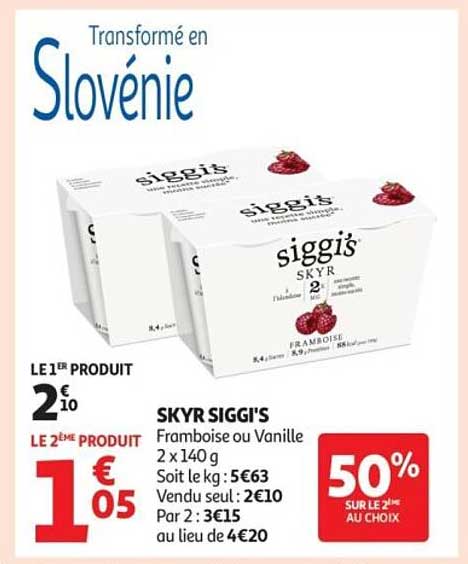 SKYR SIGGI'S Framboise ou Vanille 2 x 140 g