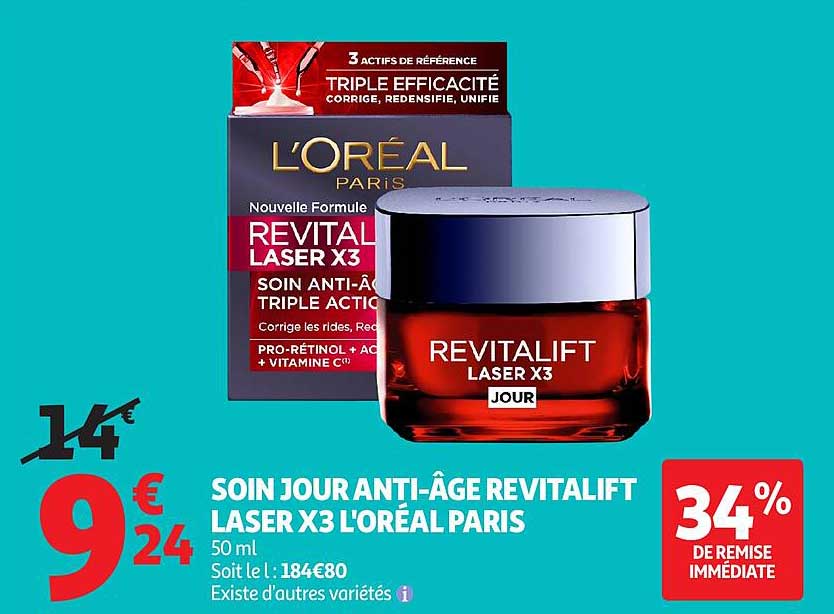 SOIN JOUR ANTI-ÂGE REVITALIFT LASER X3 L'ORÉAL PARIS