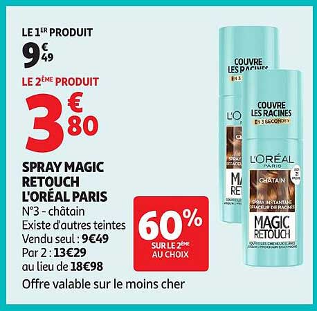 SPRAY MAGIC RETOUCH L'ORÉAL PARIS N°3 - châtain