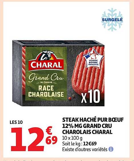 STEAK HACHÉ PUR BŒUF 12% MG GRAND CRU CHAROLAIS CHARAL