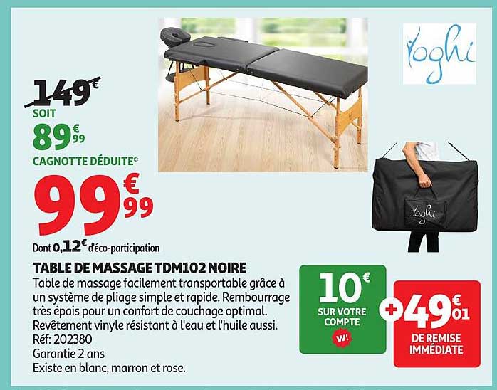 TABLE DE MASSAGE TDM102 NOIRE