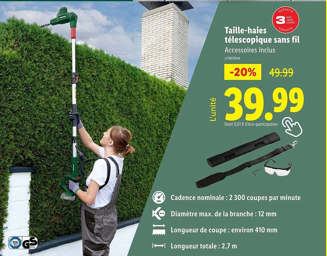 Taille-haies télescopique sans fil