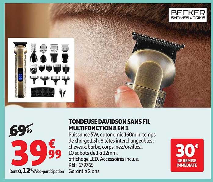 TONDEUSE DAVIDSON SANS FIL MULTIFONCTION 8 EN 1