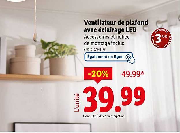 Ventilateur de plafond avec éclairage LED