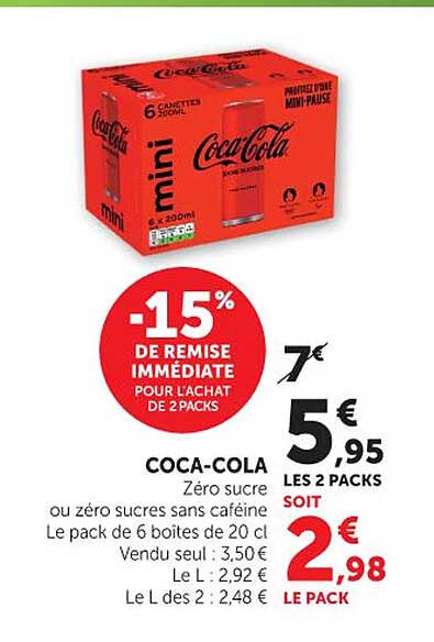 -15% DE REMISE IMMÉDIATE POUR L'ACHAT DE 2 PACKS