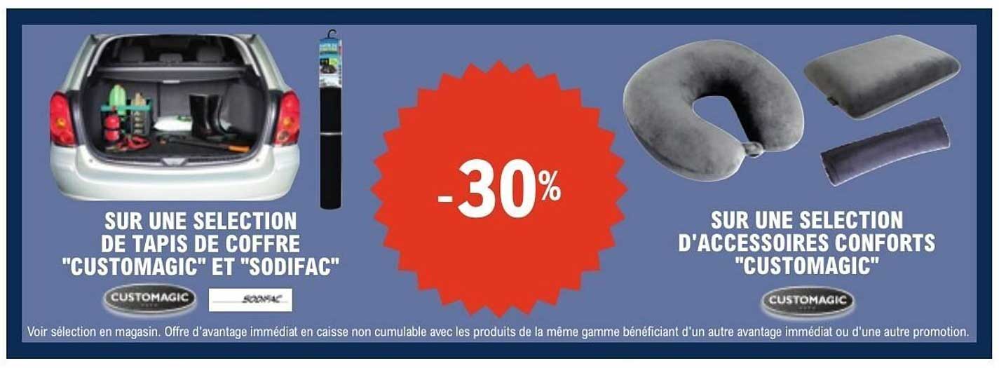 -30% SUR UNE SELECTION DE TAPIS DE COFFRE "CUSTOMAGIC" ET "SODIFAC"