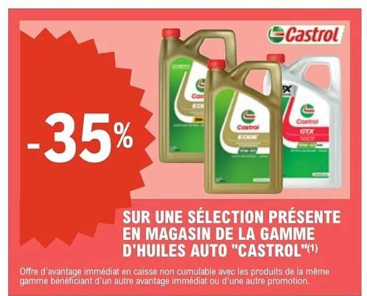 -35% SUR UNE SÉLECTION PRÉSENTE EN MAGASIN DE LA GAMME D'HUILES AUTO "CASTROL"(1)