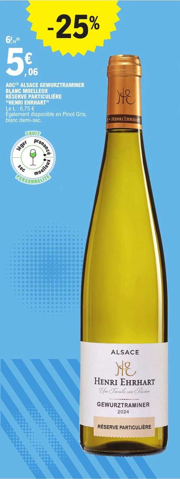 AOC Alsace Gewurztraminer Blanc Moelleux Réserve Particulière "Henri Ehrhart"